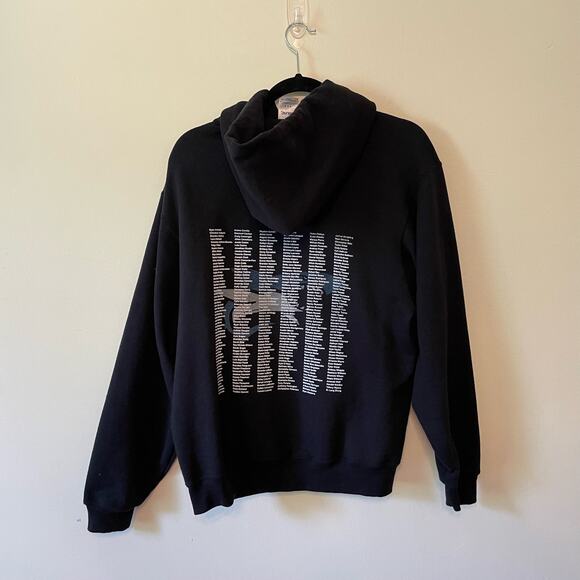 Jerzees M/M black white Senior Sh4RKS shark spell spell out hoodie casual cozy - Picture 5 of 7